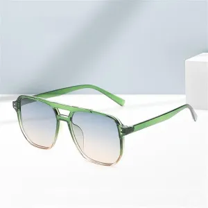 NEW Jollyholla Retro Double Bridges Square Sunglasses Women Fashion Eyewear Shades UV400, Green Tea