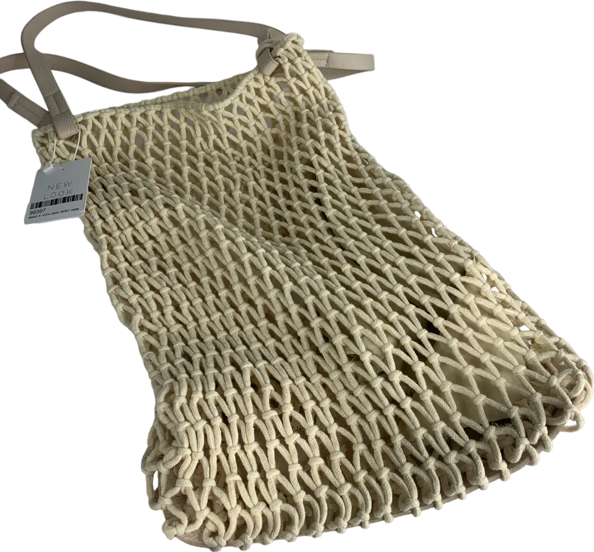 New Look Beige Cream Crochet Tote Bag