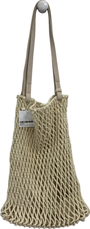 New Look Beige Cream Crochet Tote Bag