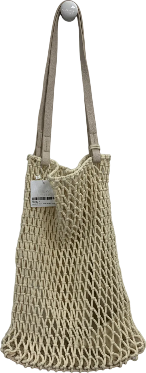 New Look Beige Cream Crochet Tote Bag