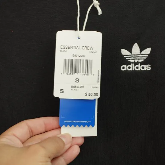 NWT Adidas Originals Sweater Essential Fleece Crew Pullover Black Size Unisex S