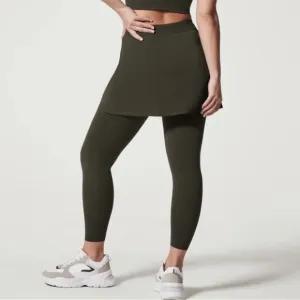 NWT SPANX- Booty Boost Active Skirt Around 7/8 Leggings Dark Palm Athletic Gym