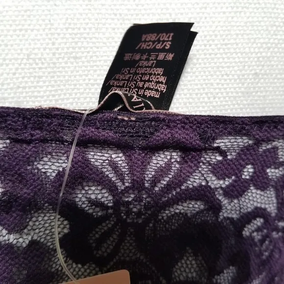 NWT Victoria's Secret dark purple sheer lace 2pc lingerie set Size Small