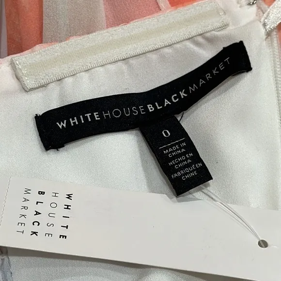 NWT White House Black Market Chiffon dress Halter knee Watercolors Sz 0 $160