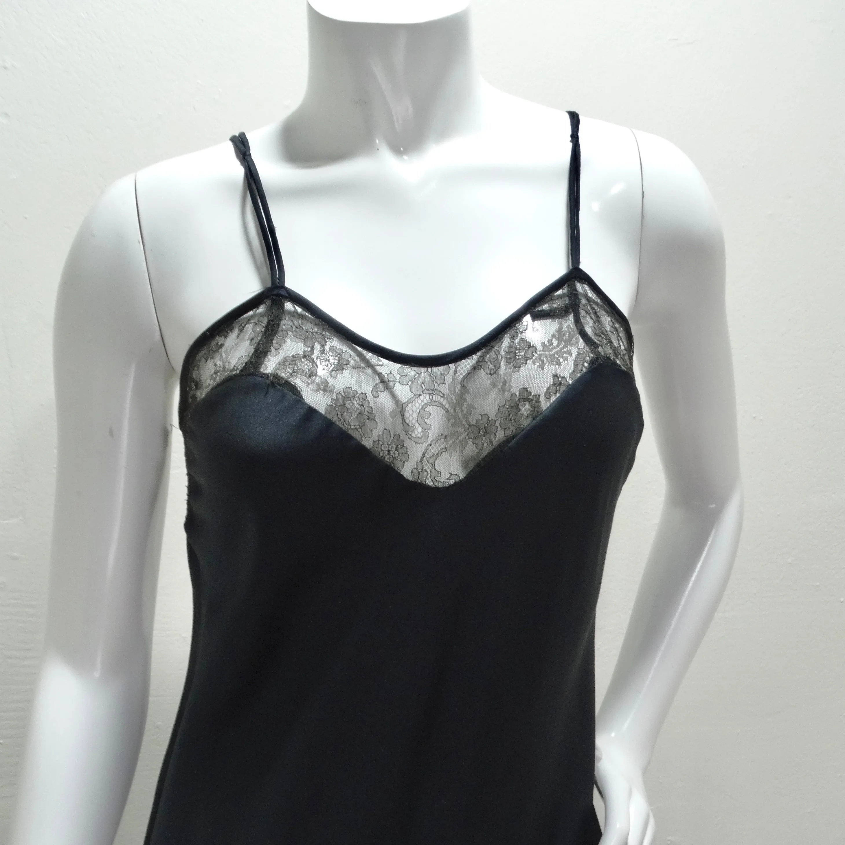 Odette Barda 1990s Black Lace Slip Dress