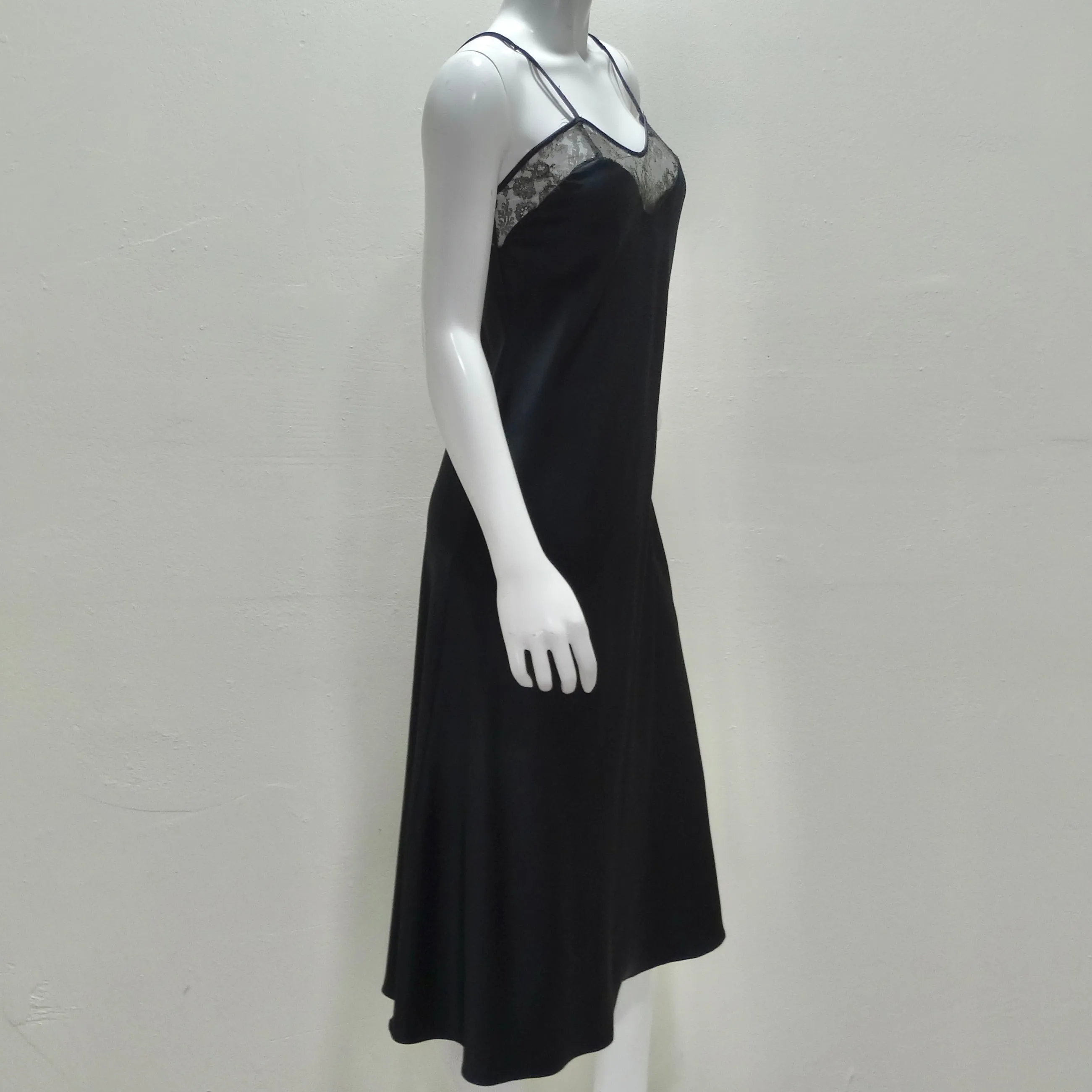 Odette Barda 1990s Black Lace Slip Dress