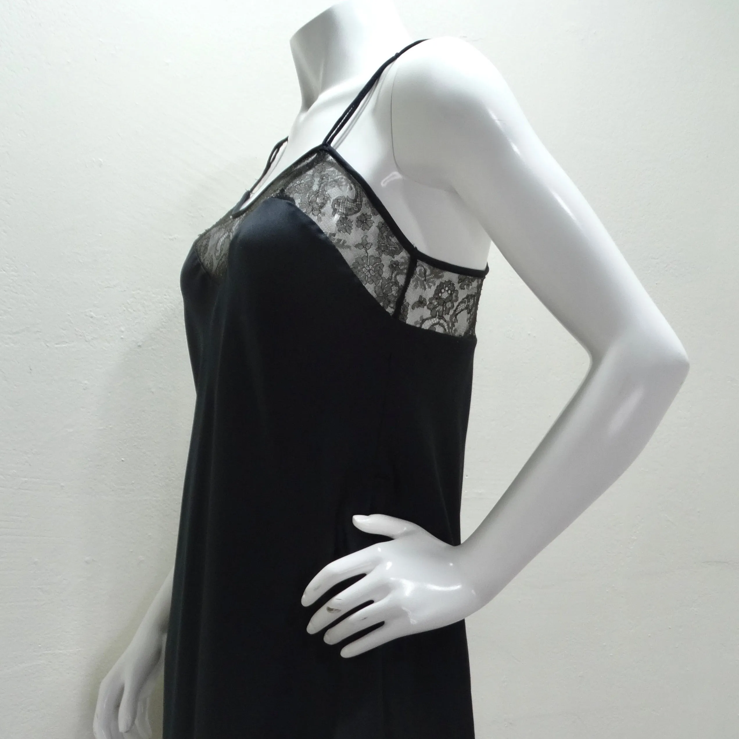 Odette Barda 1990s Black Lace Slip Dress