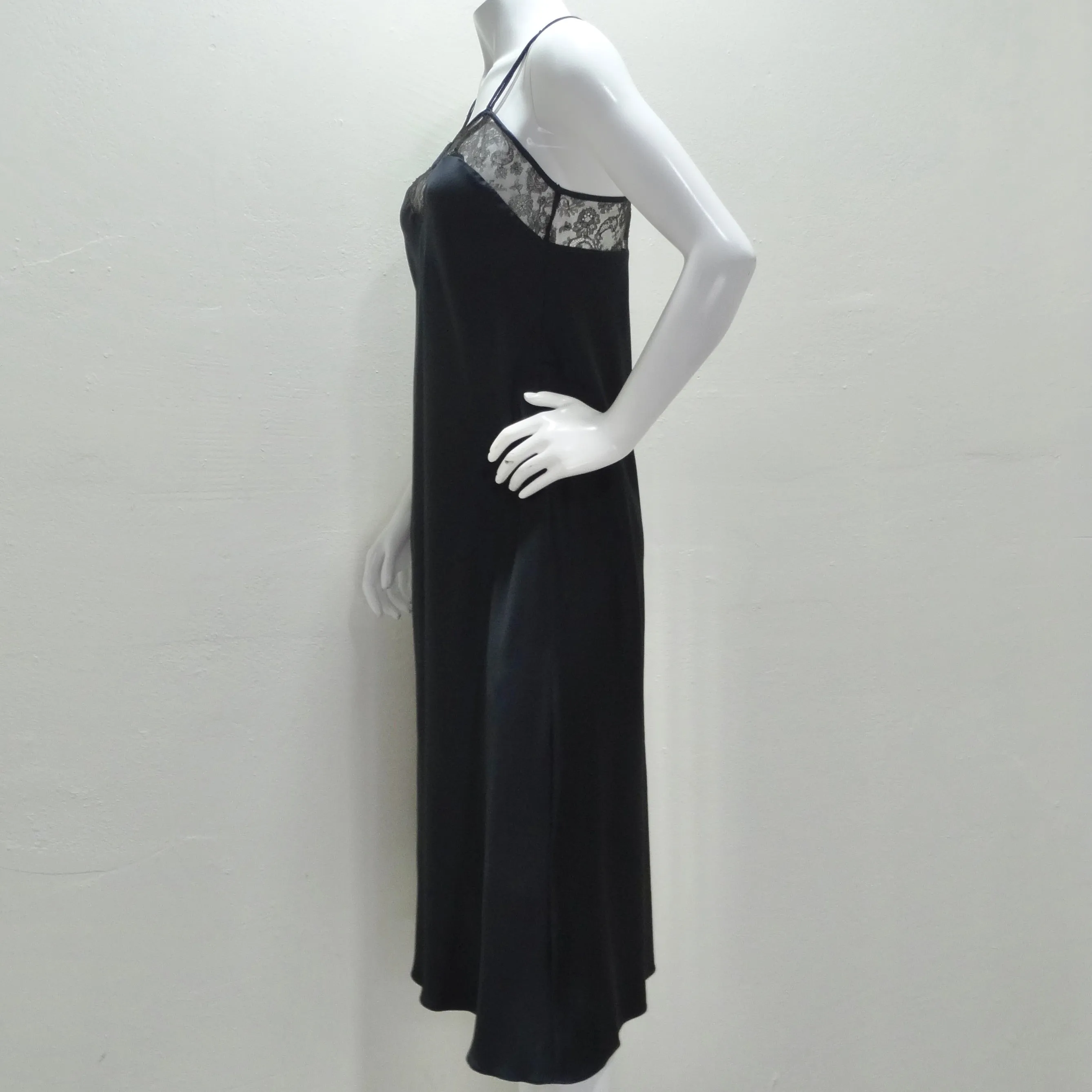 Odette Barda 1990s Black Lace Slip Dress