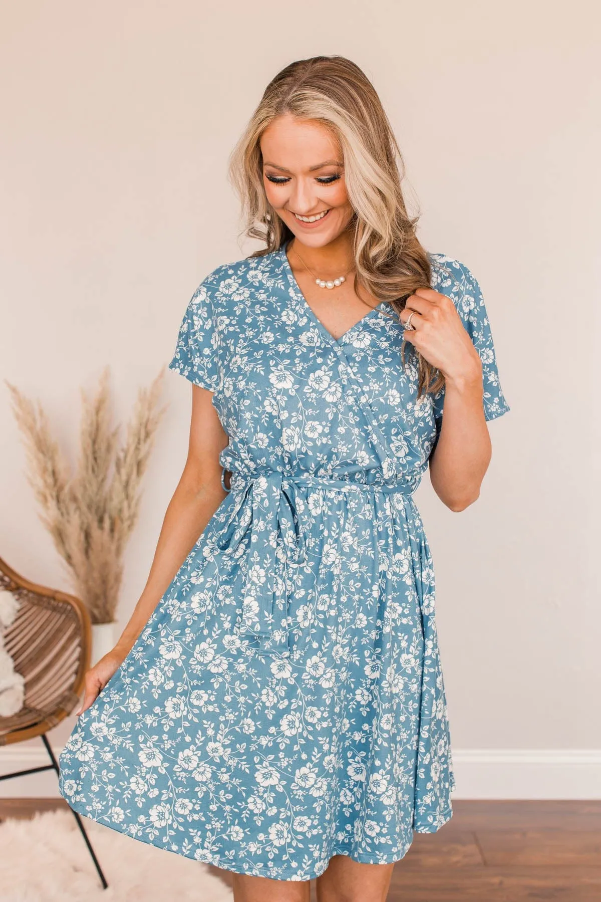 Oh So Sweet Mini Dress- Light Navy