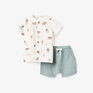 On the Farm Organic Muslin Tee   Short Set