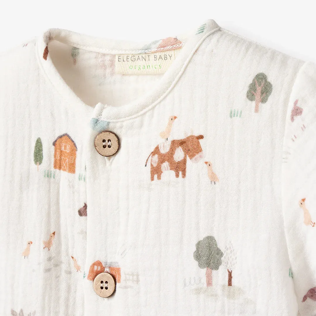 On the Farm Organic Muslin Tee   Short Set
