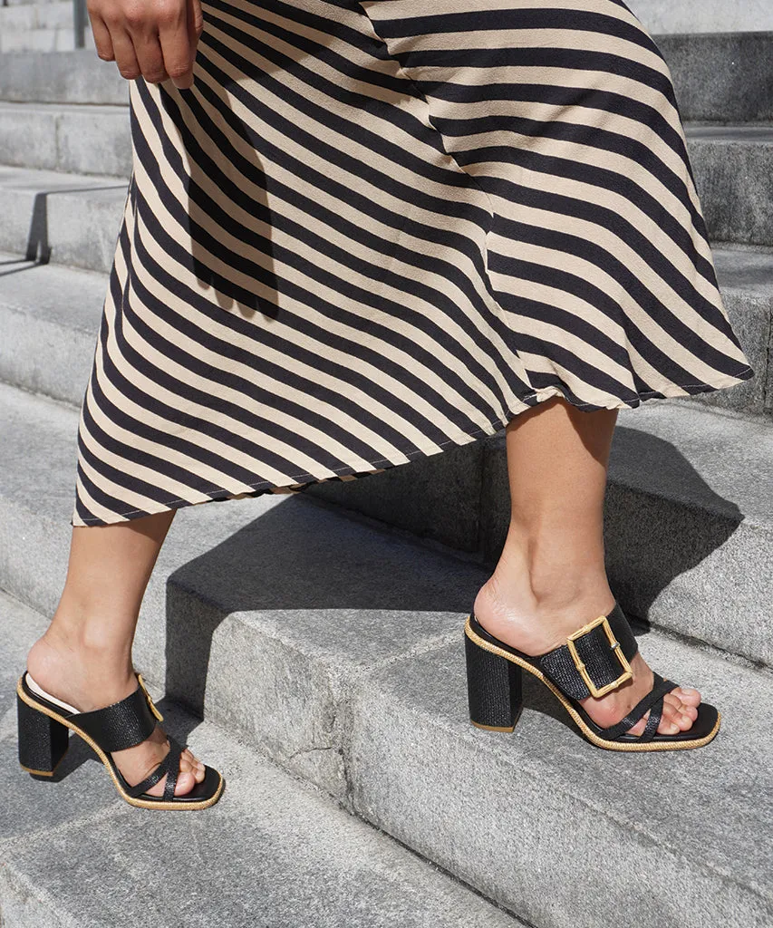 ONNIE HEELS ONYX RAFFIA - re:vita