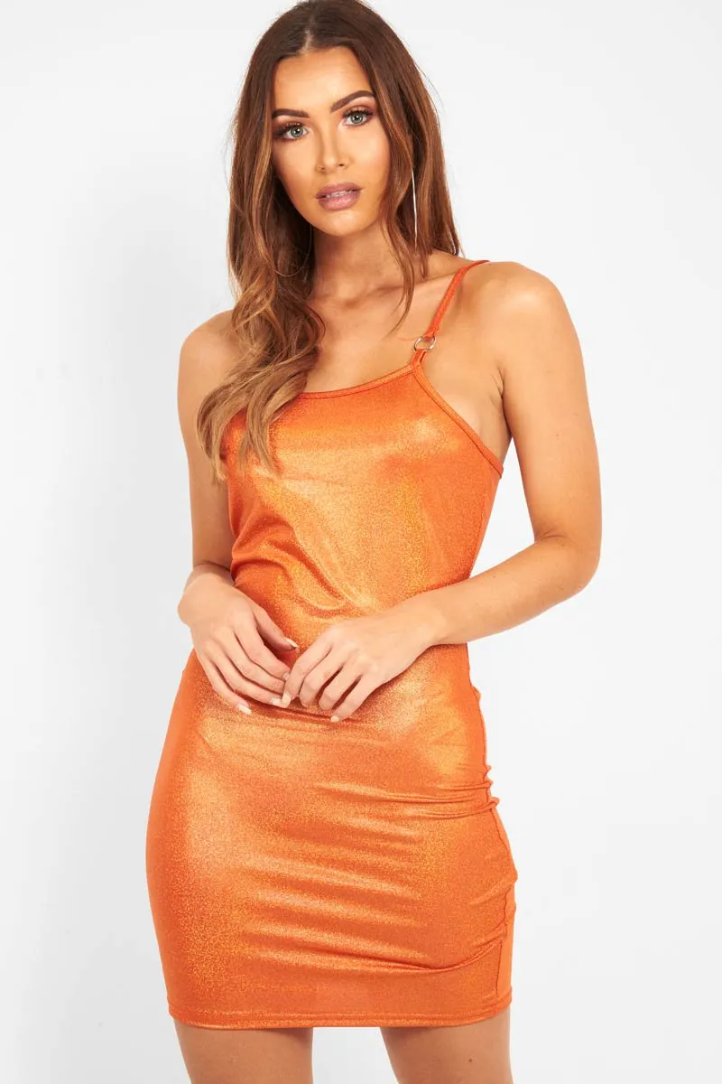 Orange Metallic O-Ring Cami Strap Dress - Nyasha