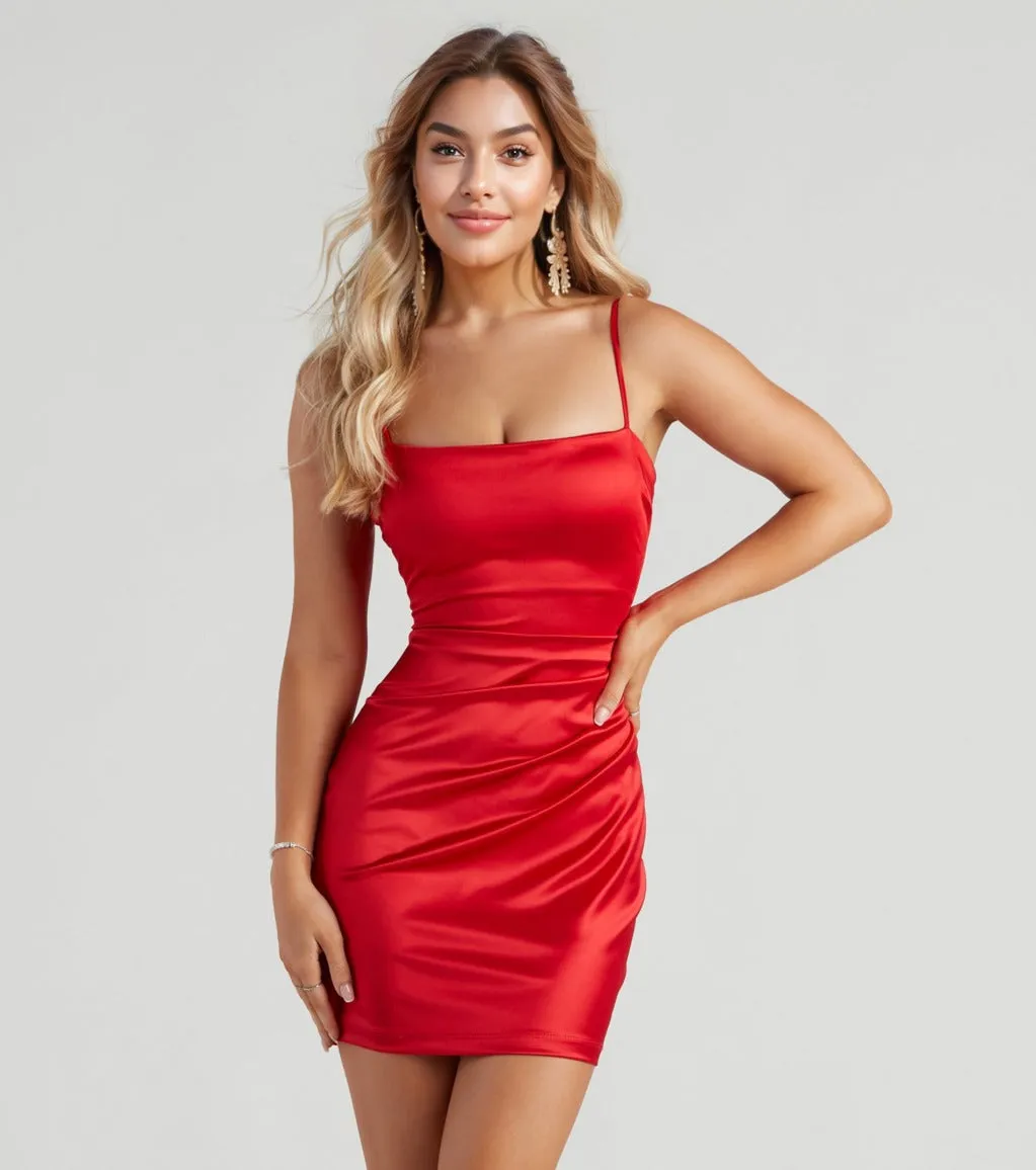 Party Babe Satin Pleat Mini Dress