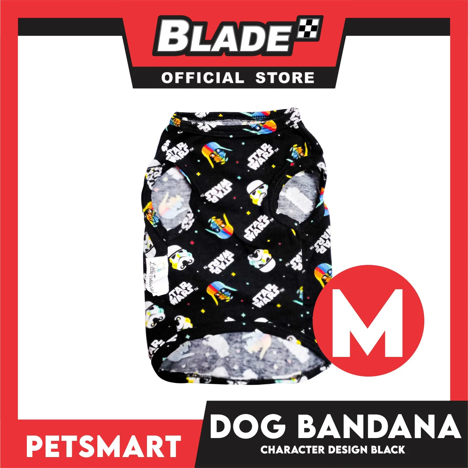 Pet Sando With Character Design, Black Color DG-CTN106M (Medium) Perfect Fit For Dogs And Cats, Breathable Clothes, Soft Lightweight Pet Clothing
