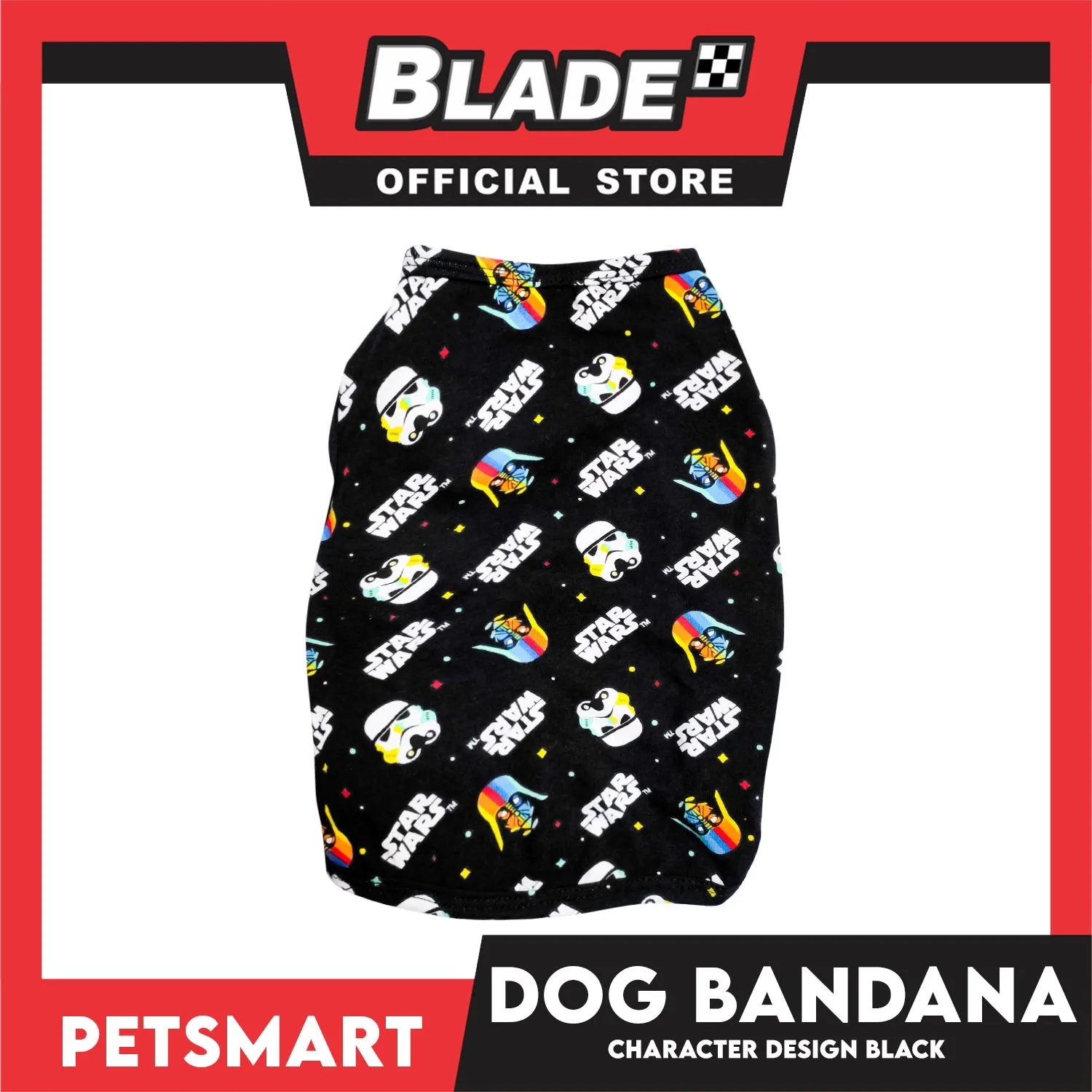 Pet Sando With Character Design, Black Color DG-CTN106M (Medium) Perfect Fit For Dogs And Cats, Breathable Clothes, Soft Lightweight Pet Clothing