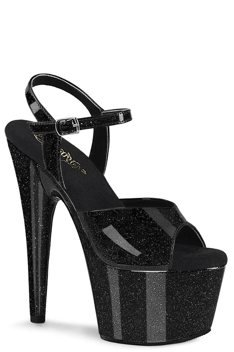 Pleaser USA Adore-709GP 7inch Pleaser Stilettos - Black Glitter