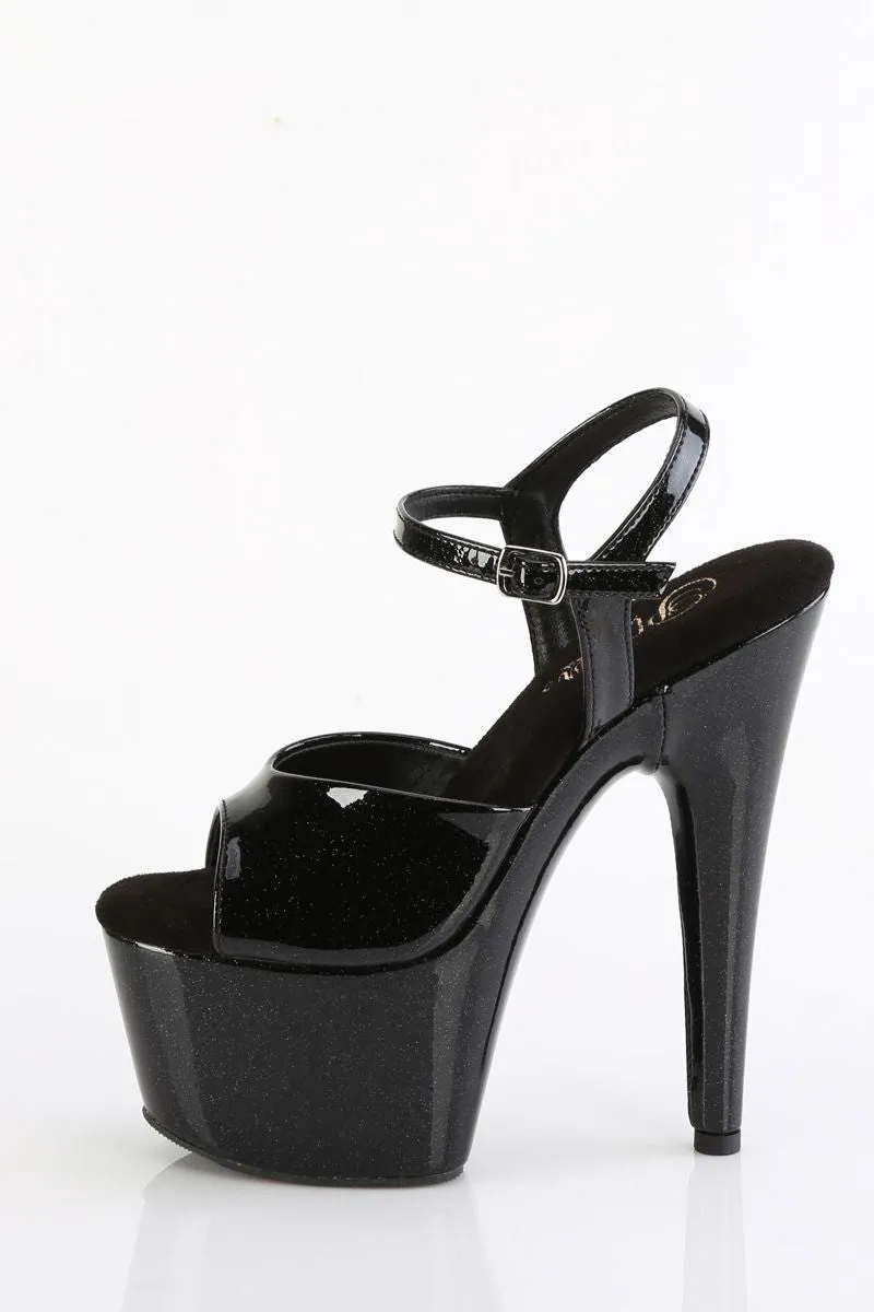 Pleaser USA Adore-709GP 7inch Pleaser Stilettos - Black Glitter