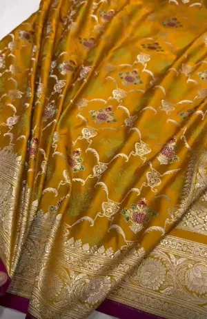 Pure Mashru Silver Zari Satin Silk Fancy Chocolate Saree