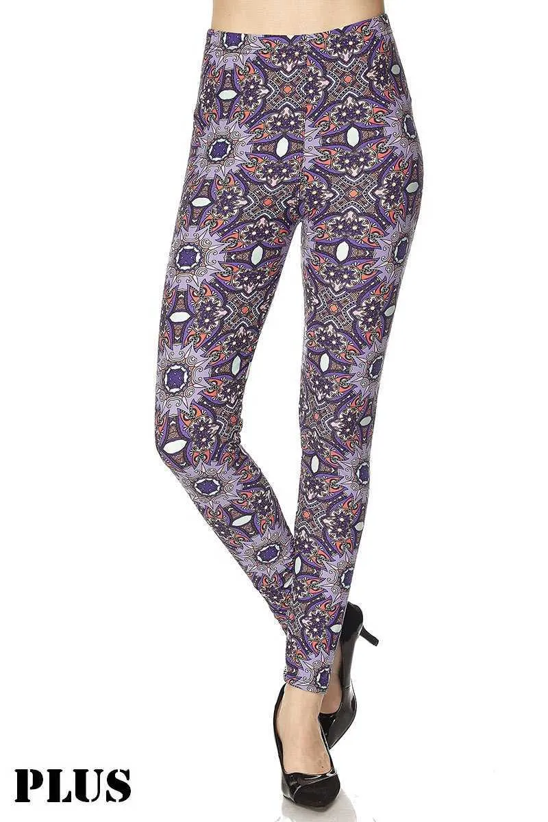 Purple Posy Floral Plus Size Leggings