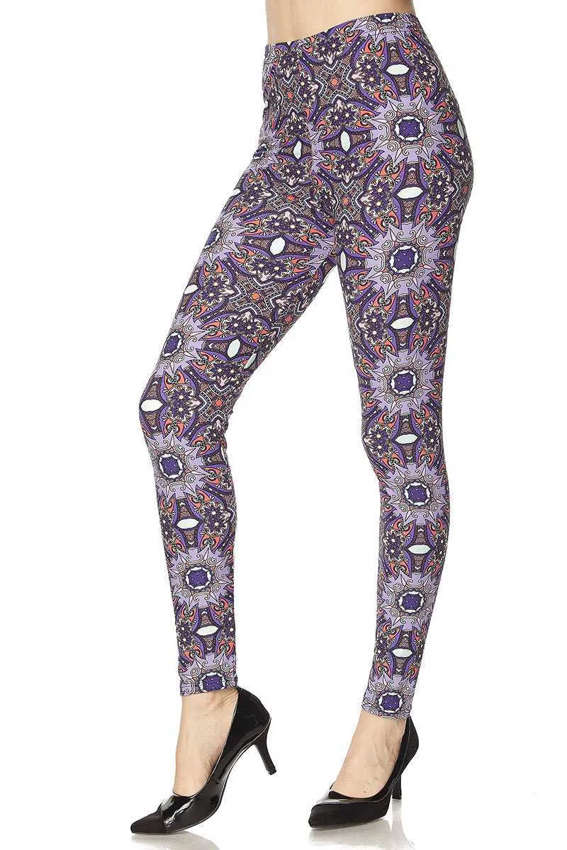 Purple Posy Floral Plus Size Leggings
