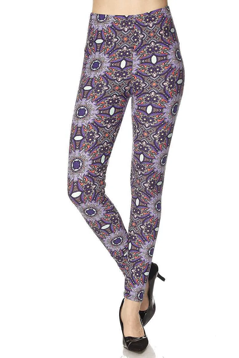 Purple Posy Floral Plus Size Leggings