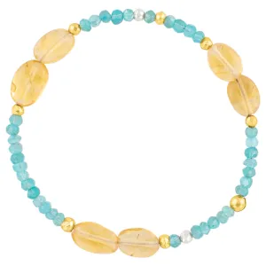 Pyrite's Booty Bracelet in Smooth Oval Citrine & 3.5mm Blue Apatite