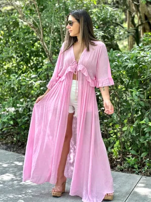 "Lulu" Ruffles Short Sleeve Cover Up Cardigan