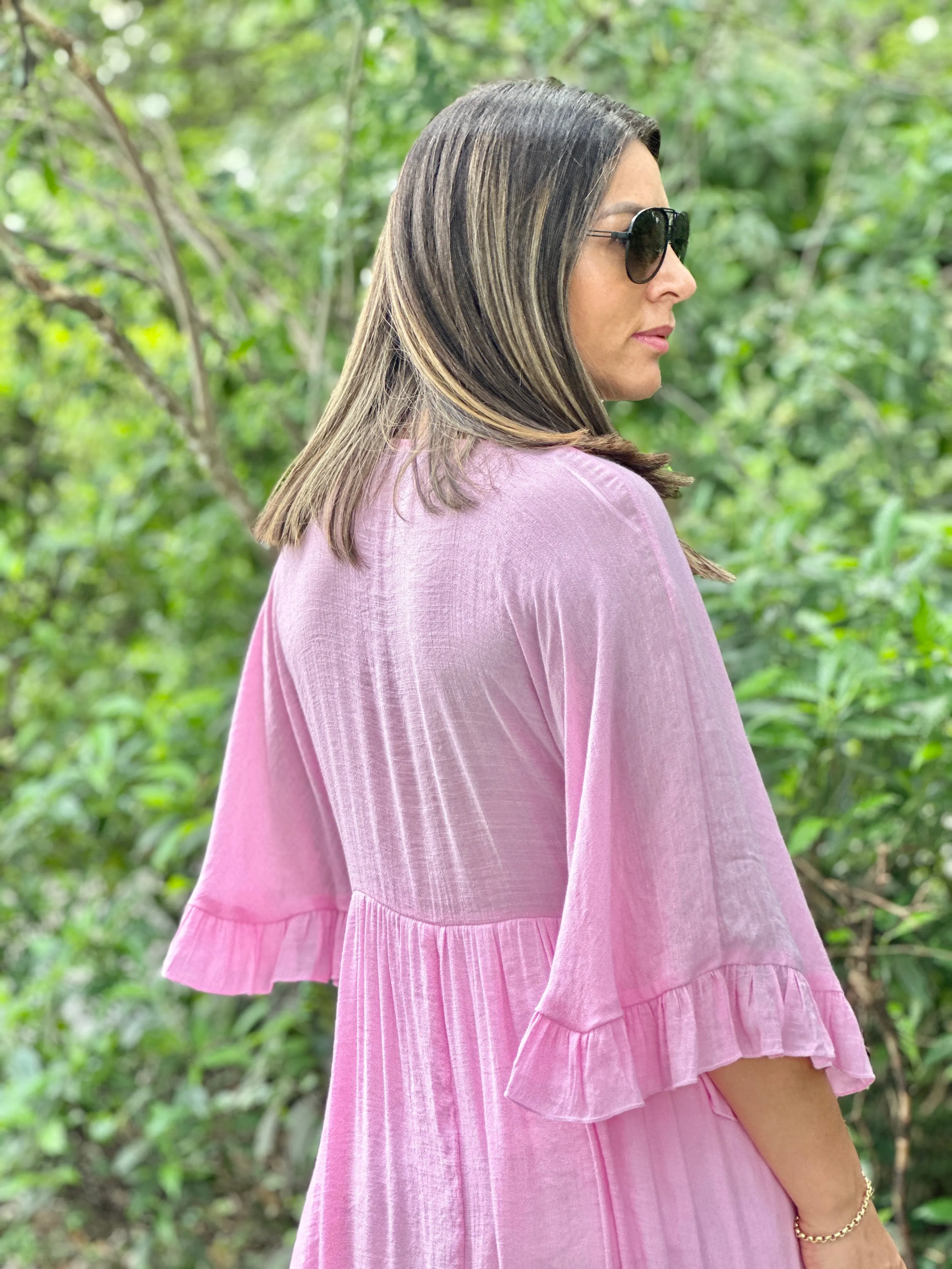 "Lulu" Ruffles Short Sleeve Cover Up Cardigan