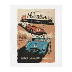 "Speed.... Danger.... Thrills!" Vintage Racing Throw Blanket