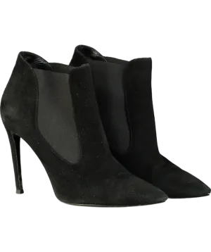 Ralph Lauren Black Suede Pointed Boot Heels UK 8 EU 41 👠