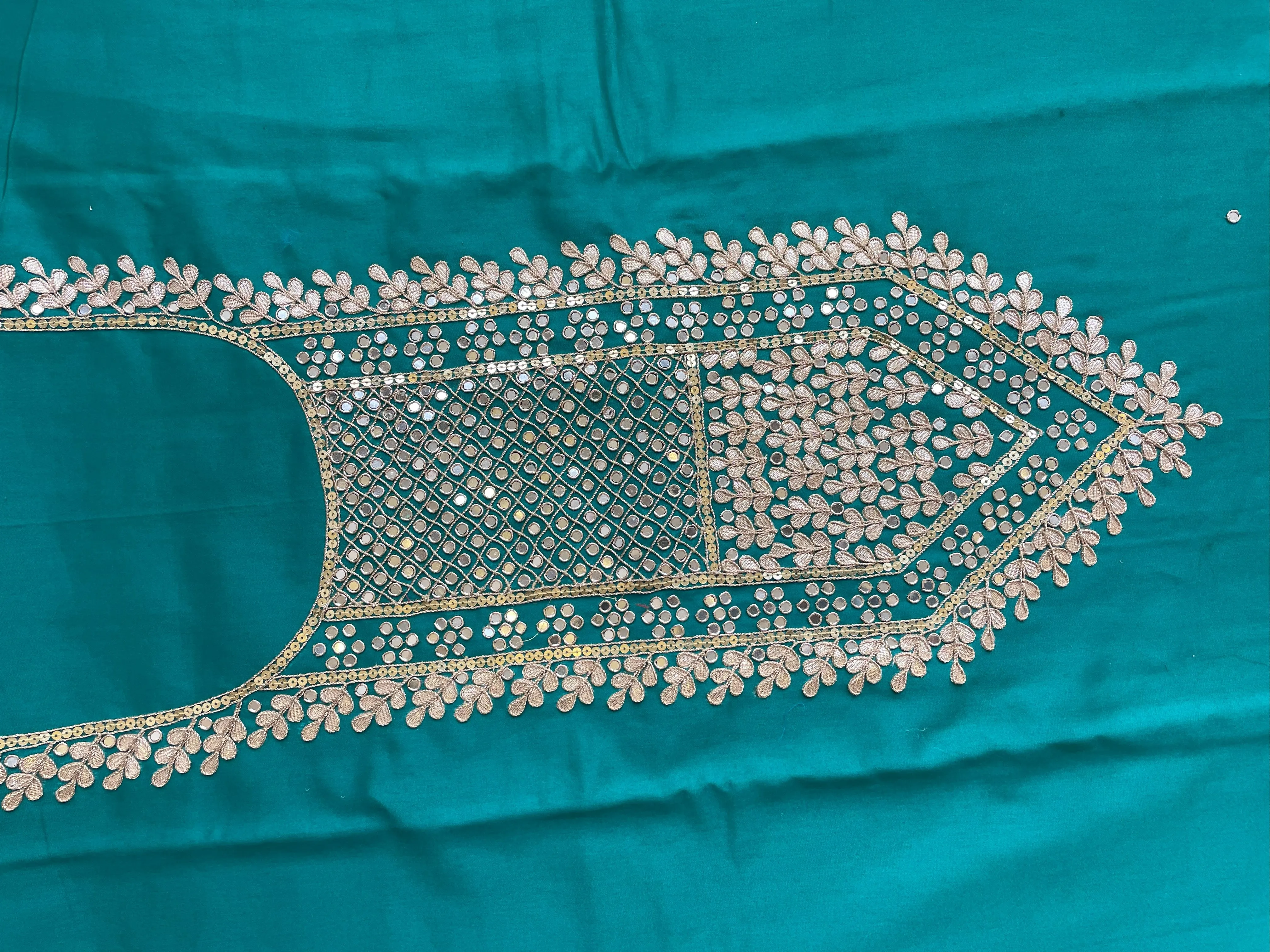 Rama Green Gota Patti Glaze Cotton Kurti