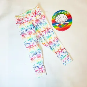 Ready To Ship 1-2Y Rainbow Snowflakes Christmas Leggings