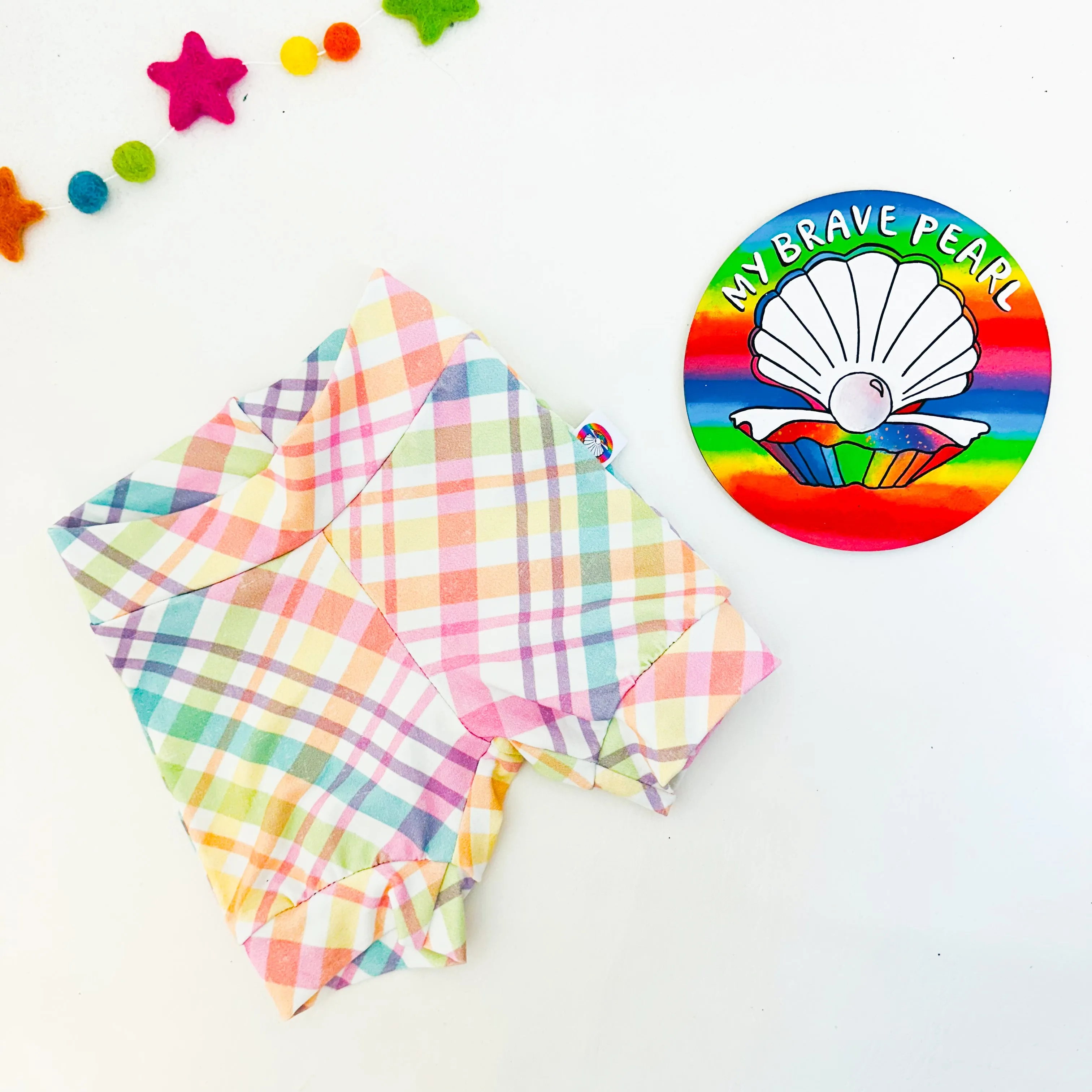 Ready To Ship 3-6M Pastel Gingham Knee Jogger Shorts