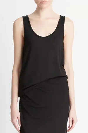 Relaxed Scoop-Neck Tank in Black