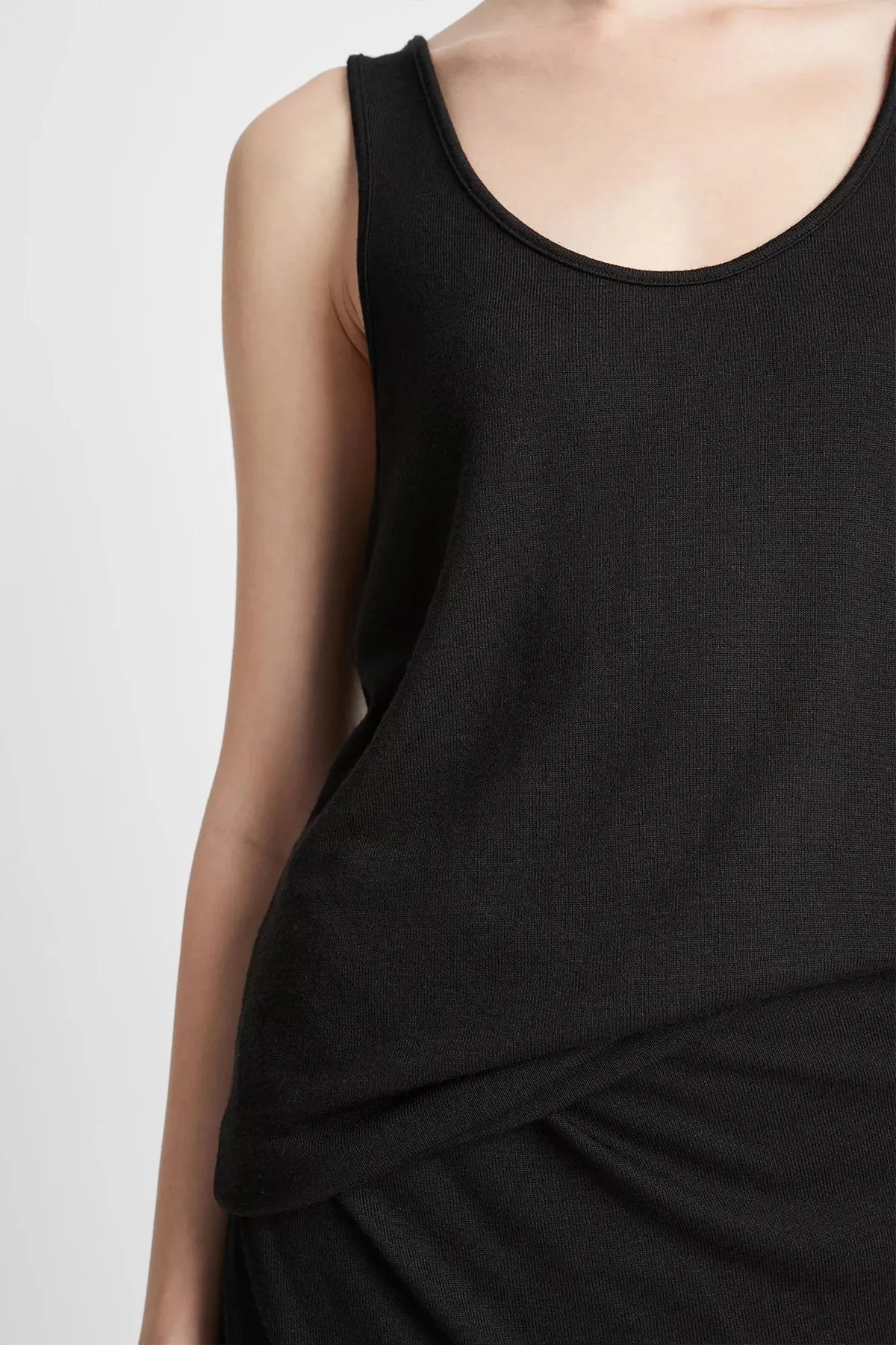 Relaxed Scoop-Neck Tank in Black