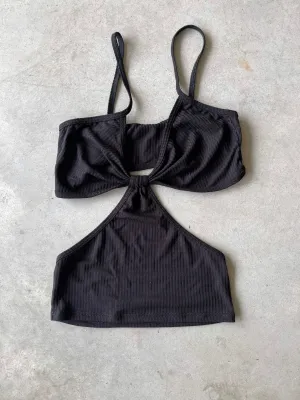 Ribbed Side Cuts Top | Black