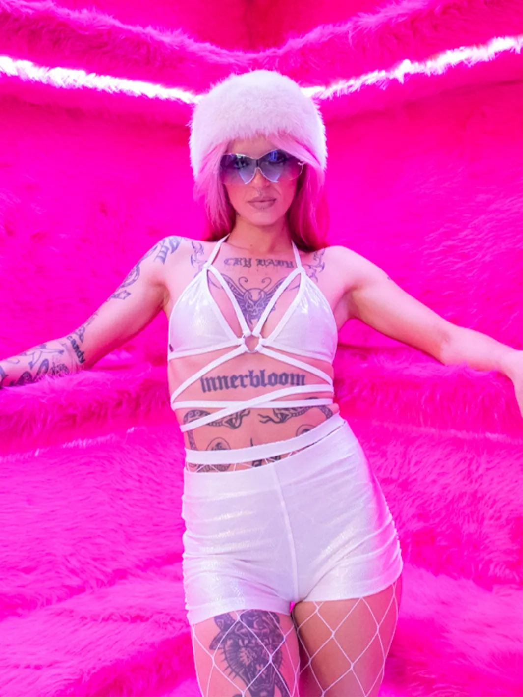 ROLLER BOOTY SHORTS - WHITE HOLO SNAKE