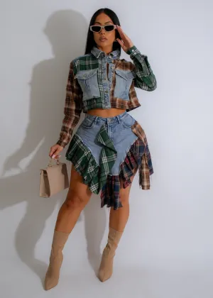 Rustic Remix Skirt Set Green