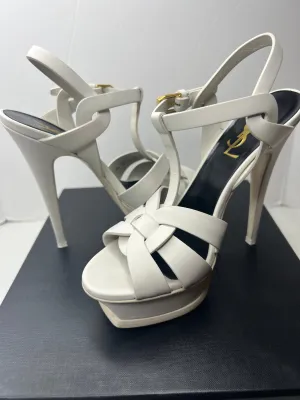 Saint Laurent Ysl Tribute Platform Sandal white sandal heels size 36.5 / 6.5