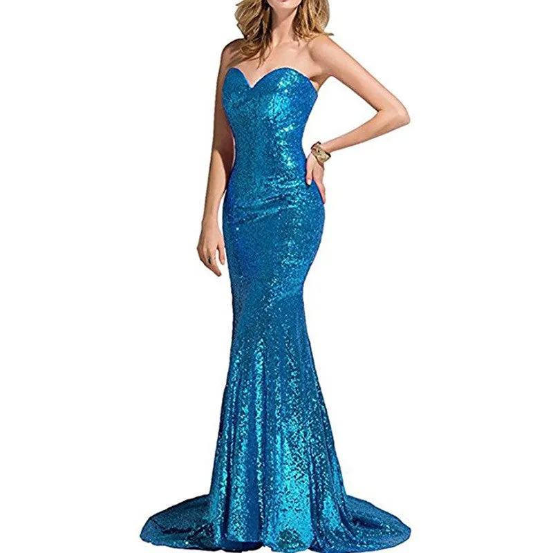 sd-hk Off The Shoulder Evening Maxi Dress Strapless Sequin Prom Gowns