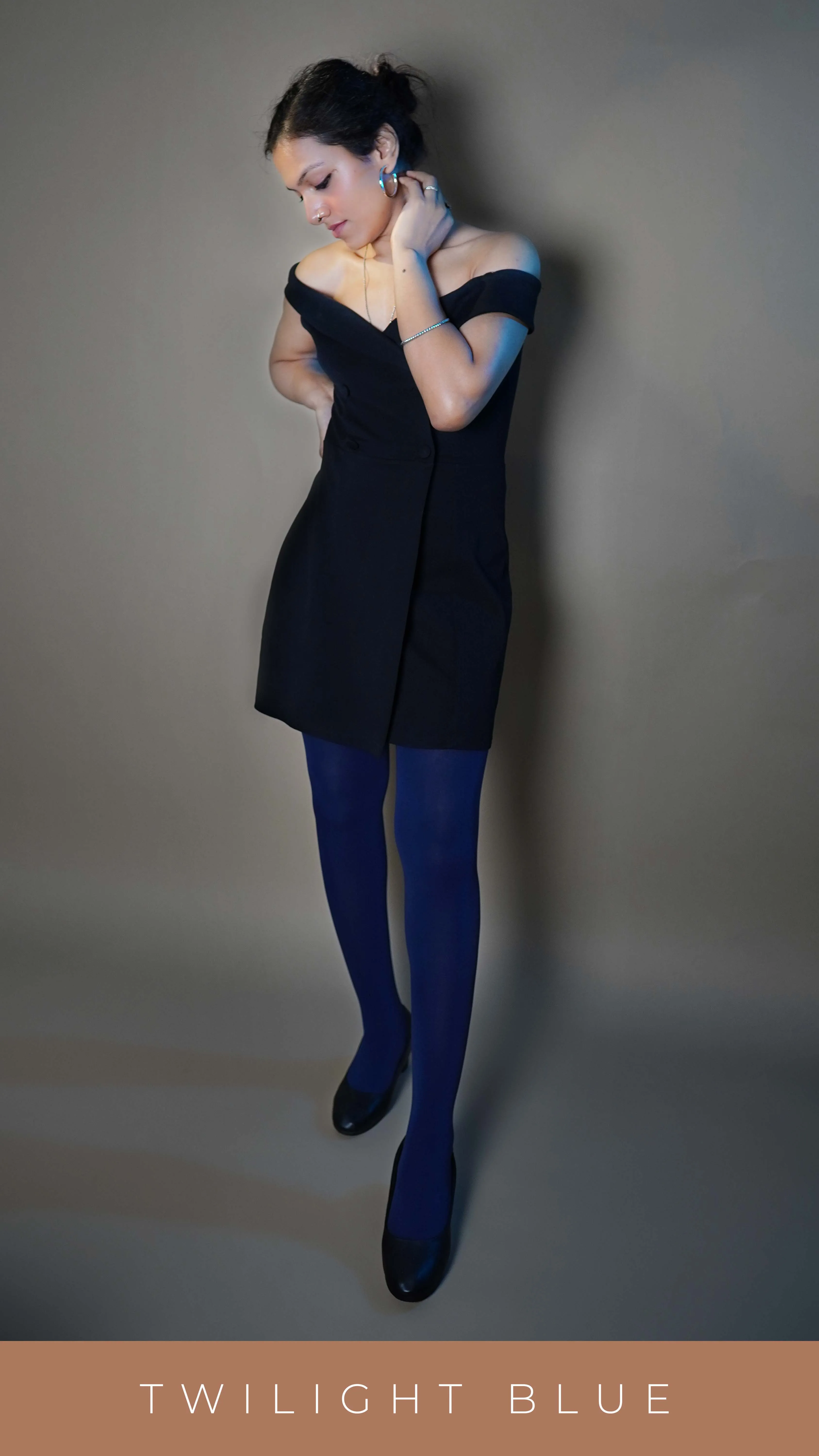 Semi Opaque Tear Proof Navy Blue Stockings