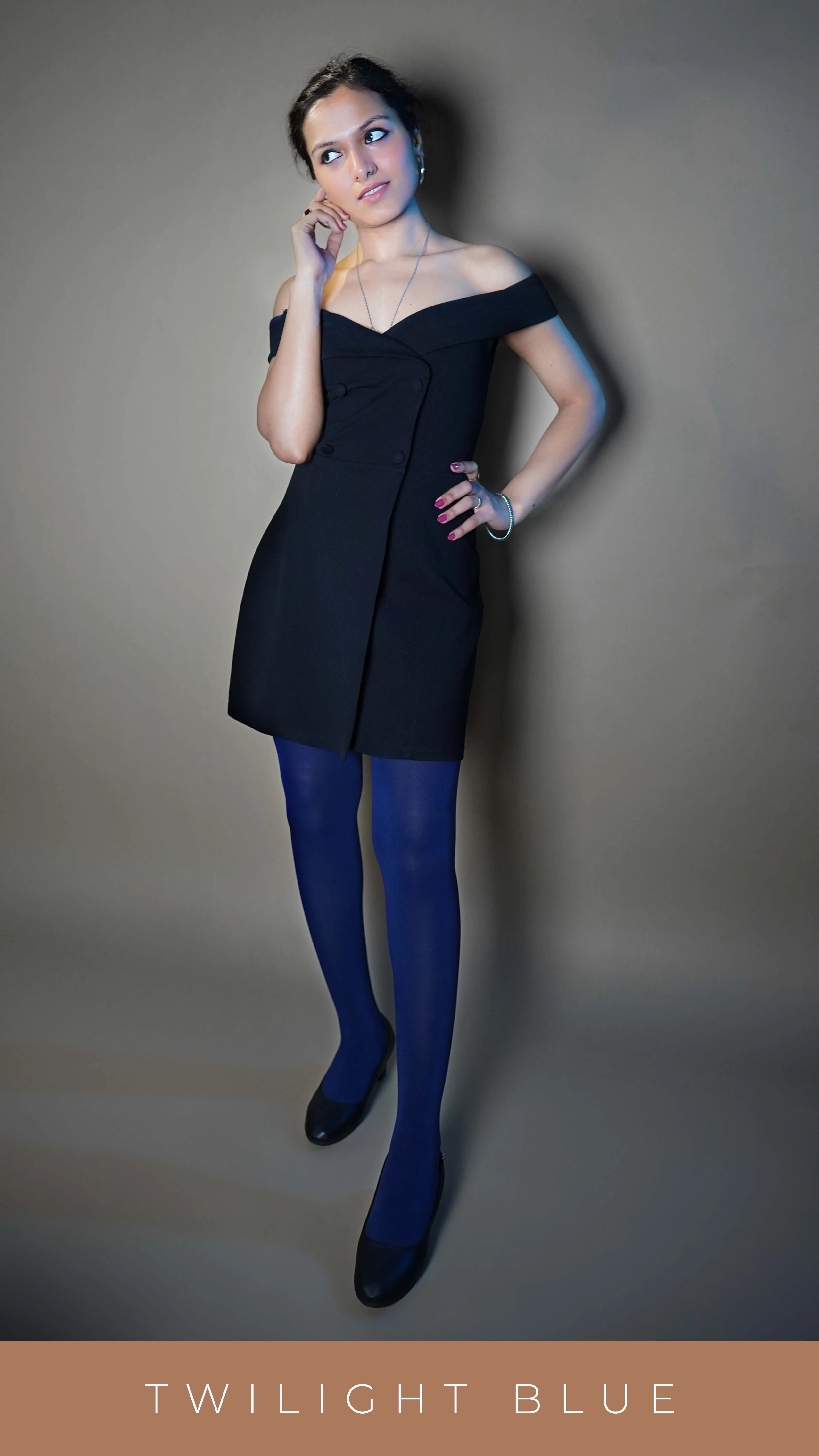 Semi Opaque Tear Proof Navy Blue Stockings