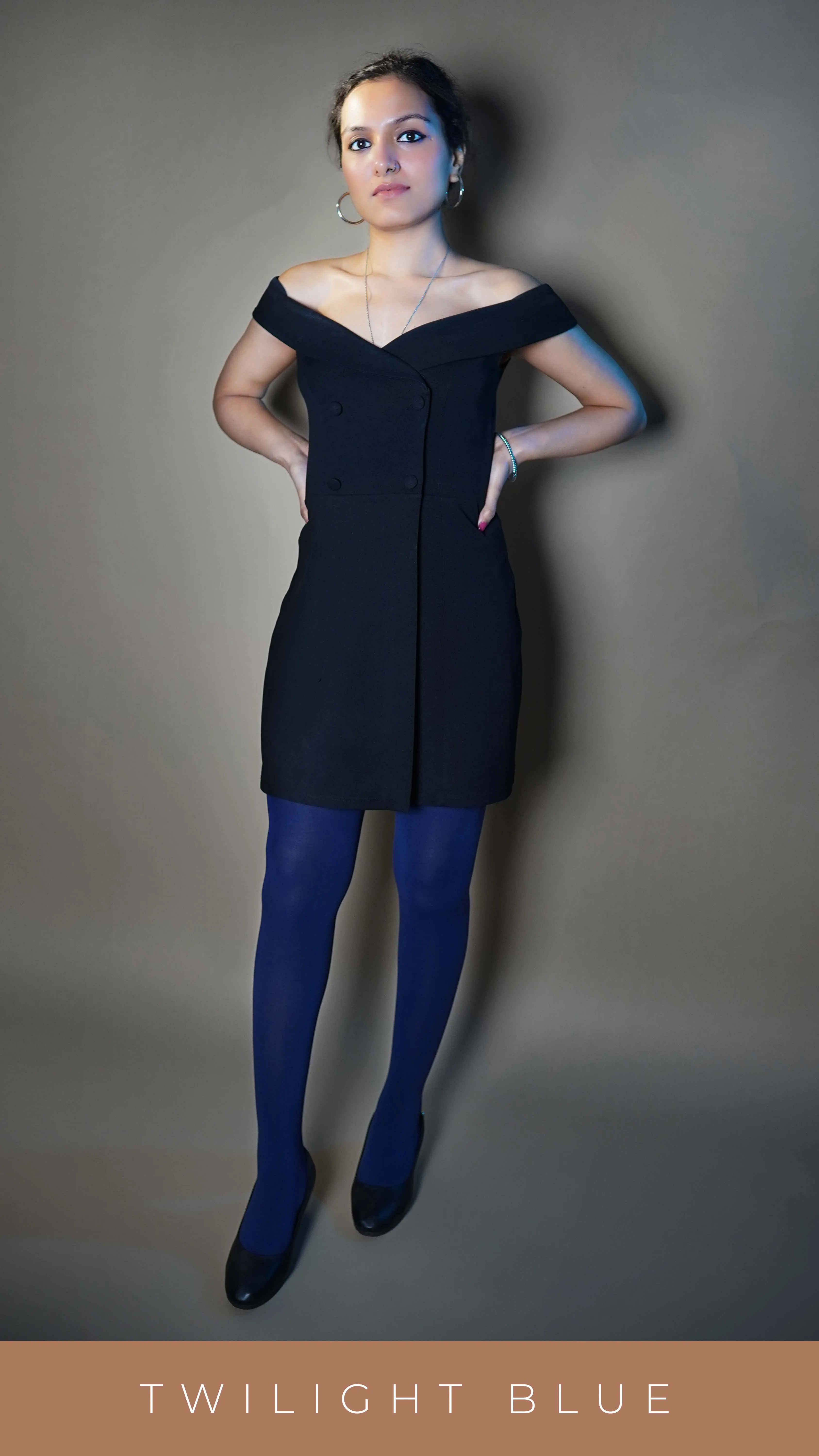 Semi Opaque Tear Proof Navy Blue Stockings