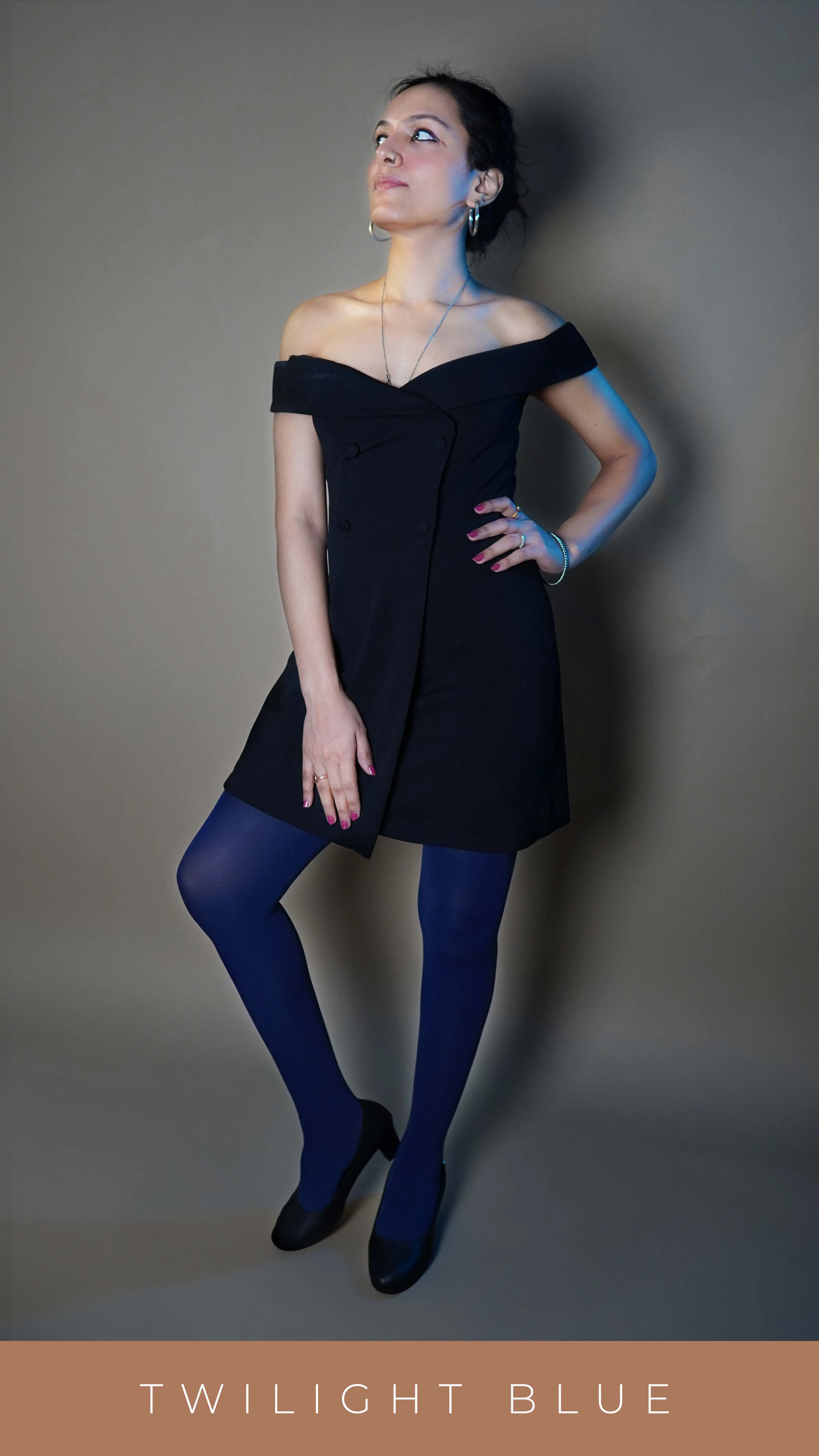 Semi Opaque Tear Proof Navy Blue Stockings