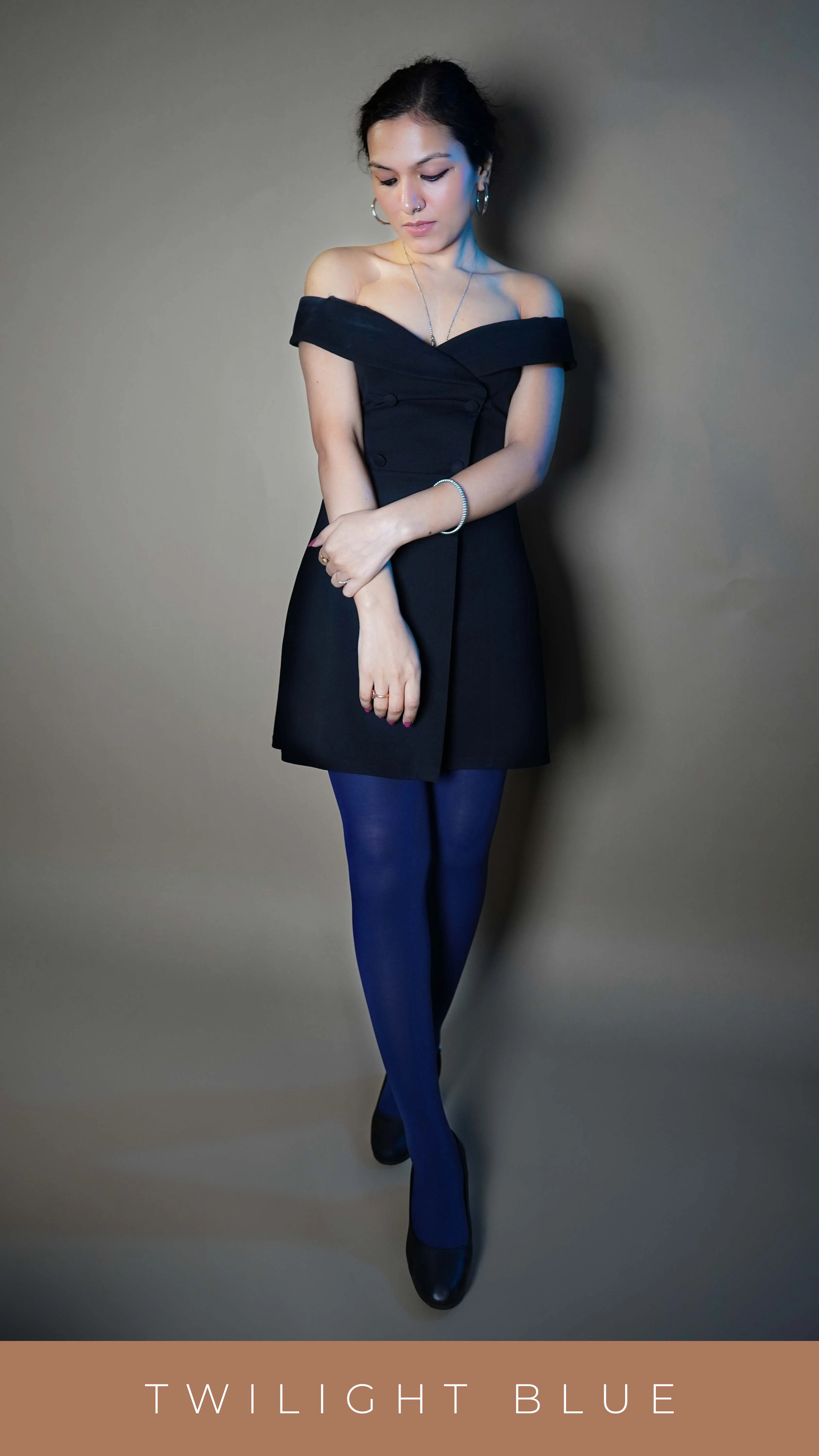 Semi Opaque Tear Proof Navy Blue Stockings