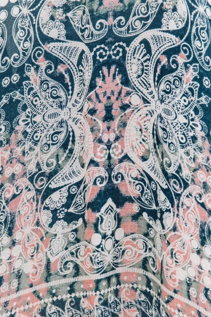 Shasta Printed Kimono - Midnight Navy