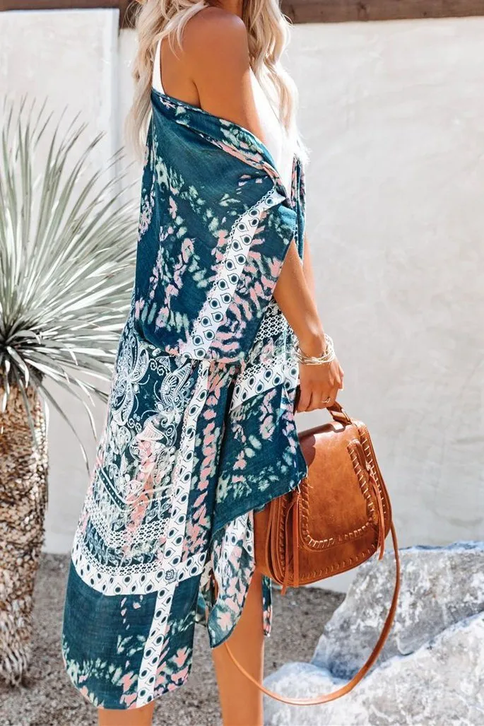 Shasta Printed Kimono - Midnight Navy