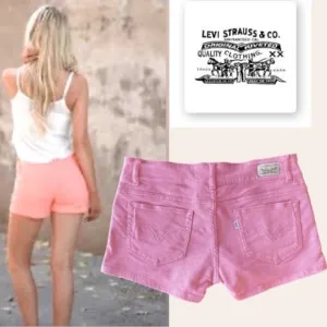 Shorty Shorts Levi’s Denim Shorty Shorts Coral Pink Size 9