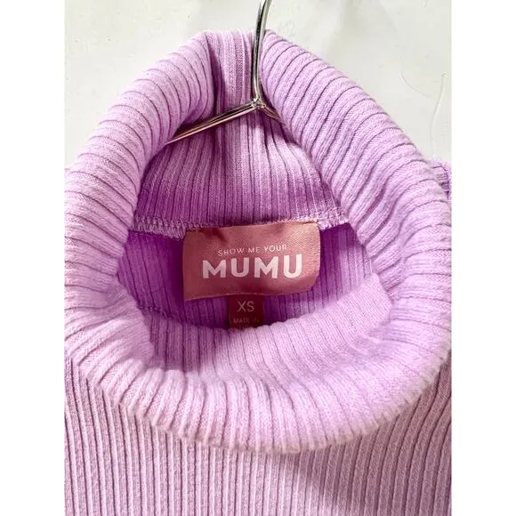 Show Me Your Mumu Turtleneck Layer Up Rib Knit Sweater Top Lilac Women's Size XS